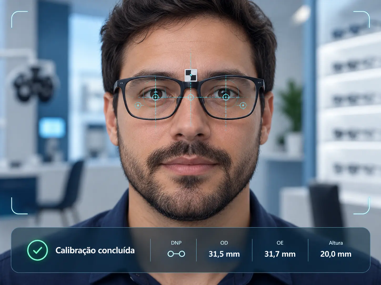 Cliente realizando calibração para tomada de medidas ópticas